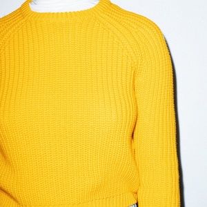 Yellow American Apparel cropped fishermans sweater